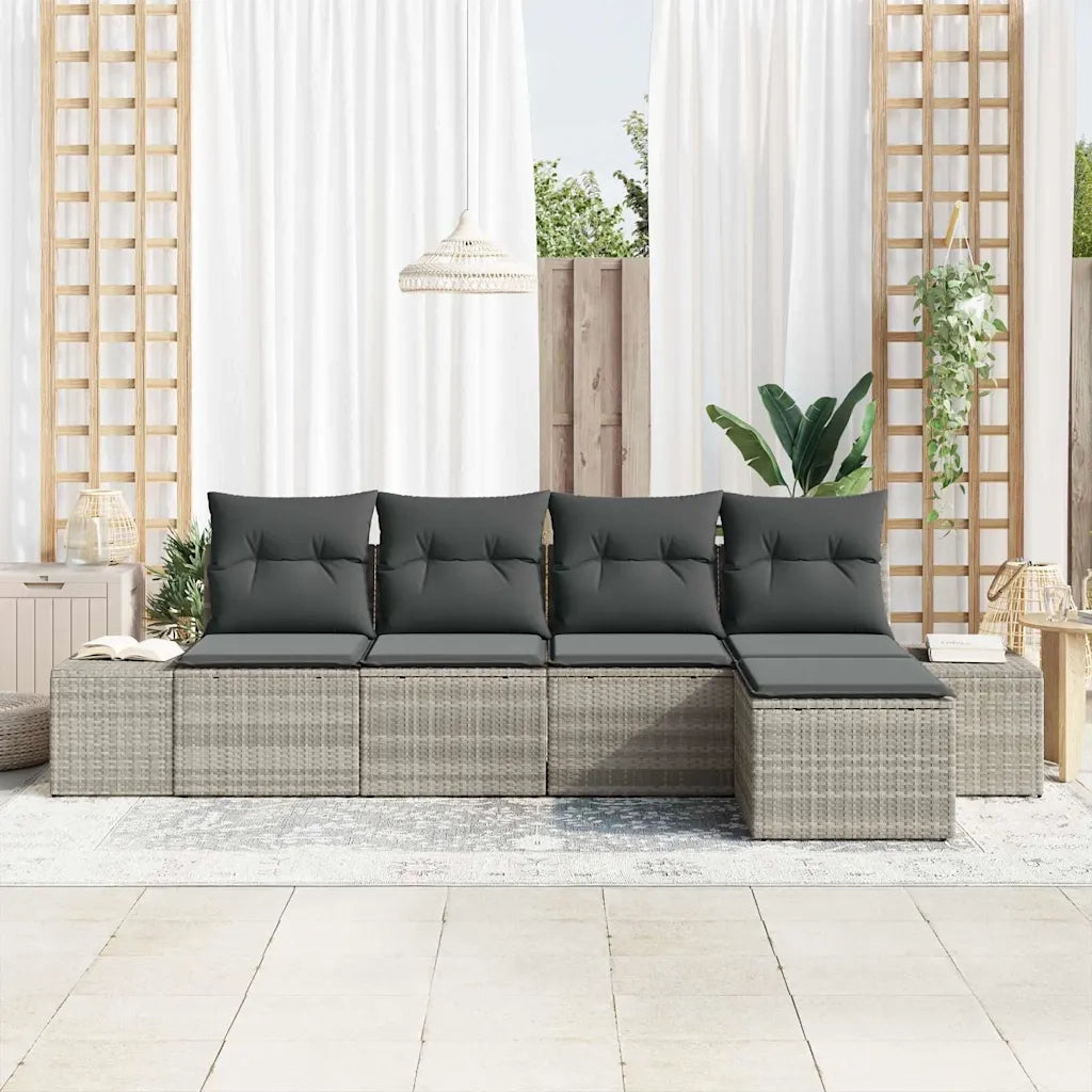 Set Divano da Giardino 5 pcs Grigio chiaro polyrattan 3355691