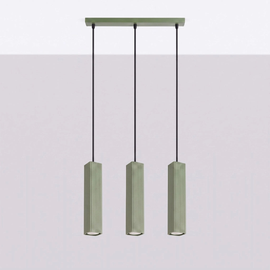 Lampada a sospensione RAYO 3L verde oliva