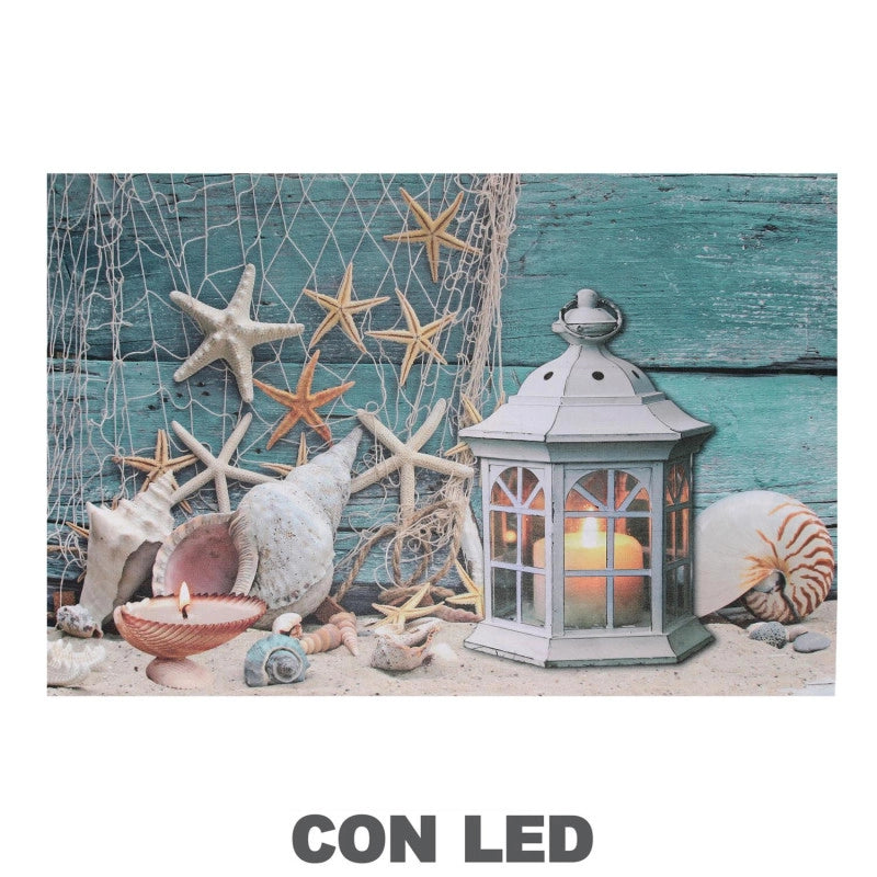 Quadro mare led lanterna cm 60x2,3x40