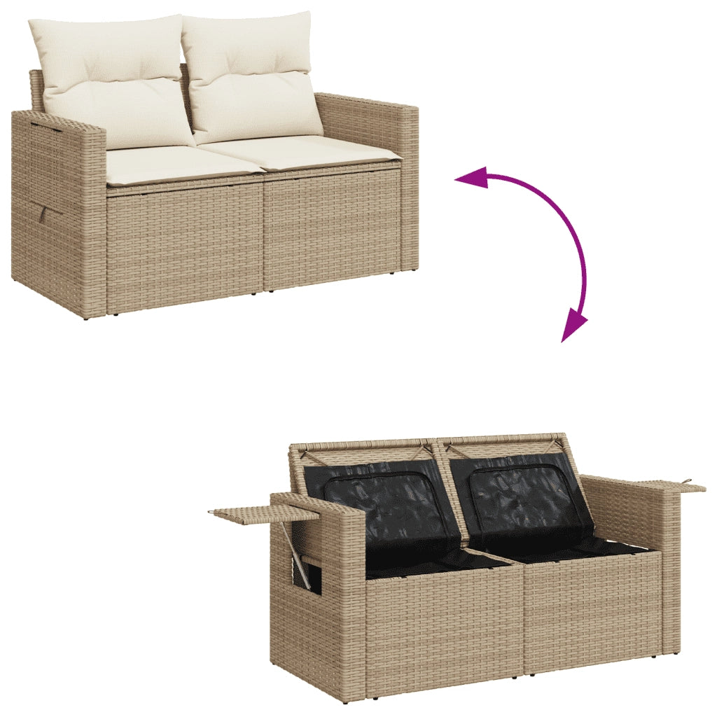 Set Divano da Giardino 5 pz con Cuscini Beige in Polyrattan 3252505