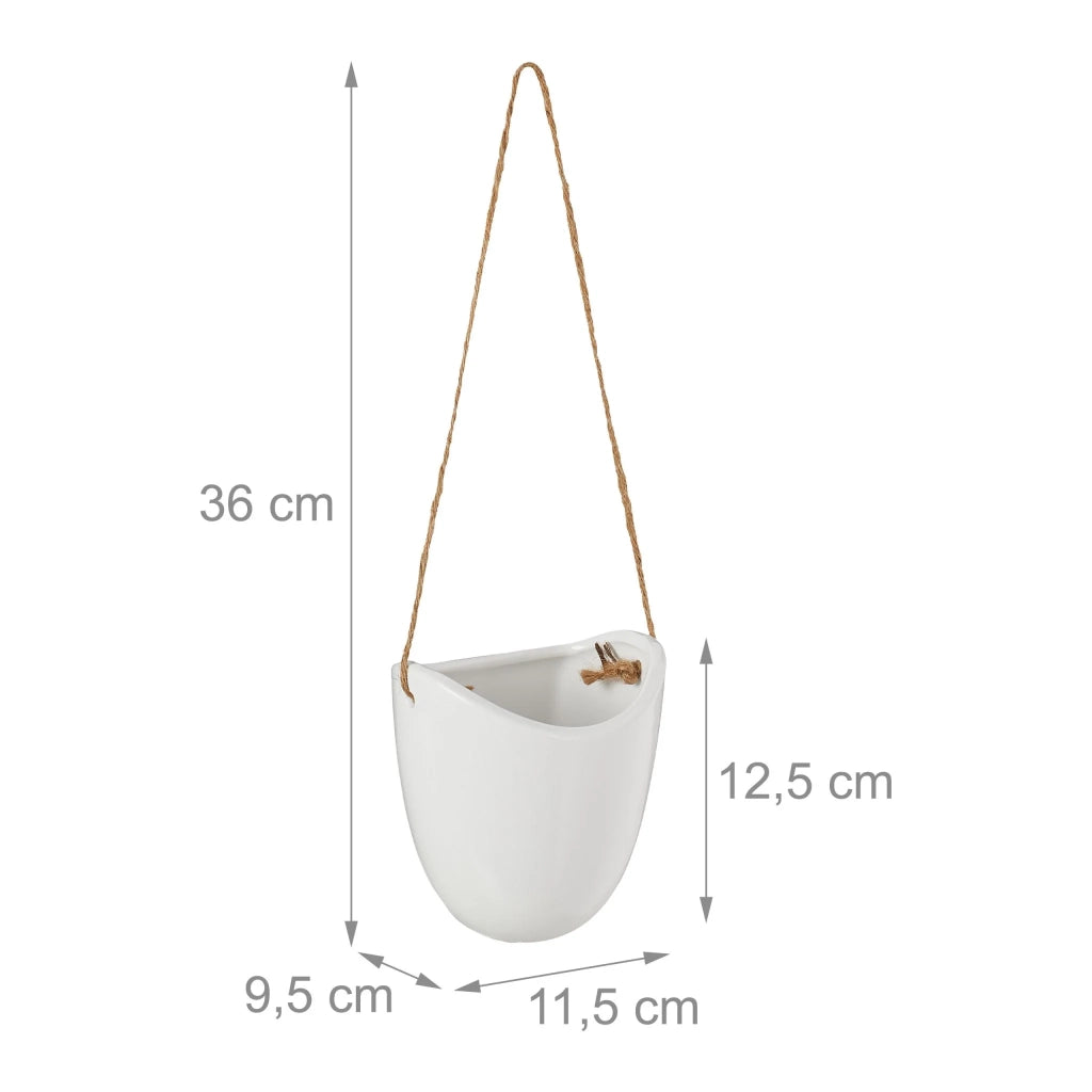 Set di 3 porta piante da parete moderni sospesi decorazione d'interni 40 x 20 x 20 cm in ceramica bianca 13_0014088