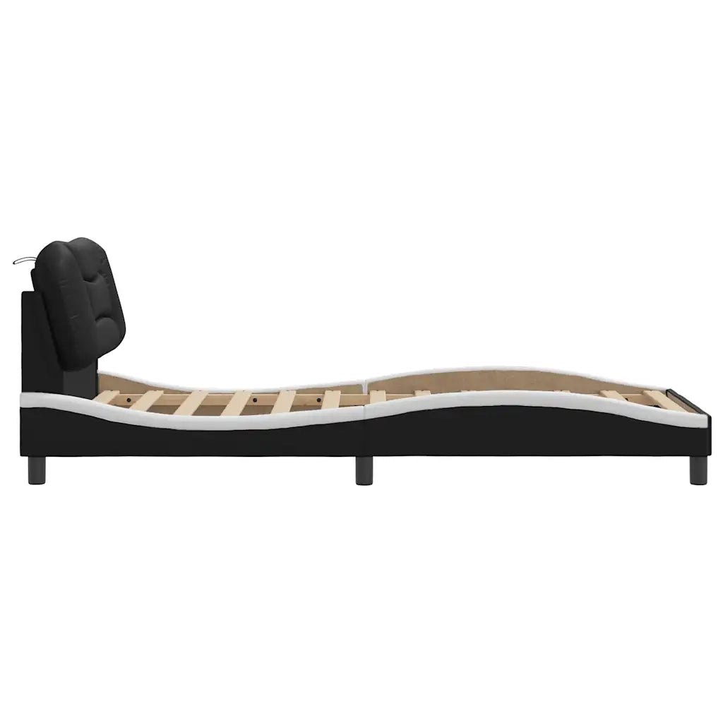 Giroletto senza Materasso Hvar Nero e Bianco 80x200 cm in Similpelle