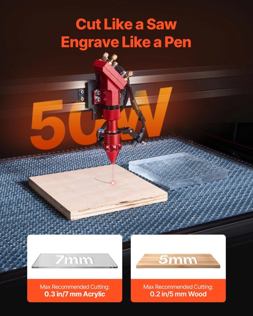 SH-350 Macchina per Incisione e Taglio Laser CO2 50 W in Acciaio Zincato Compatibile con LightBurn CorelDRAW RDWorks per Legno Acrilico Vetro