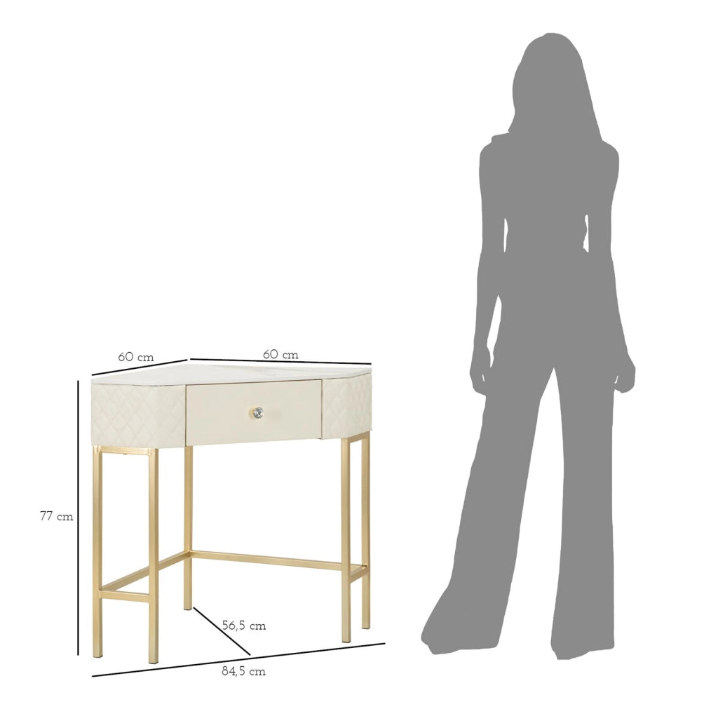 Console Angolare Sharon 84,5x60x77 cm in Pino e MDF e Metallo e Plastica