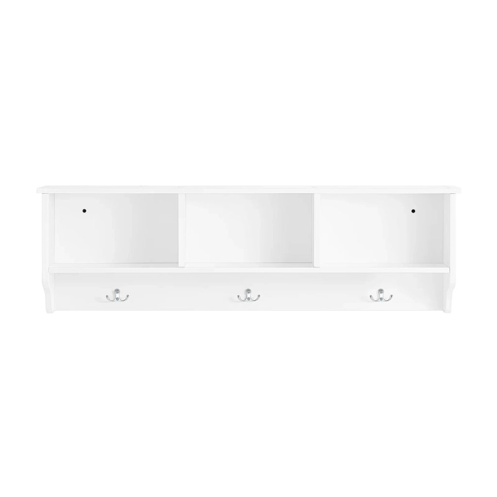 Appendiabiti da parete Appendiabiti da ingresso Mensola pensile con 3 scomparti e 3 ganci Bianco 100x20x30cm FHK35-W