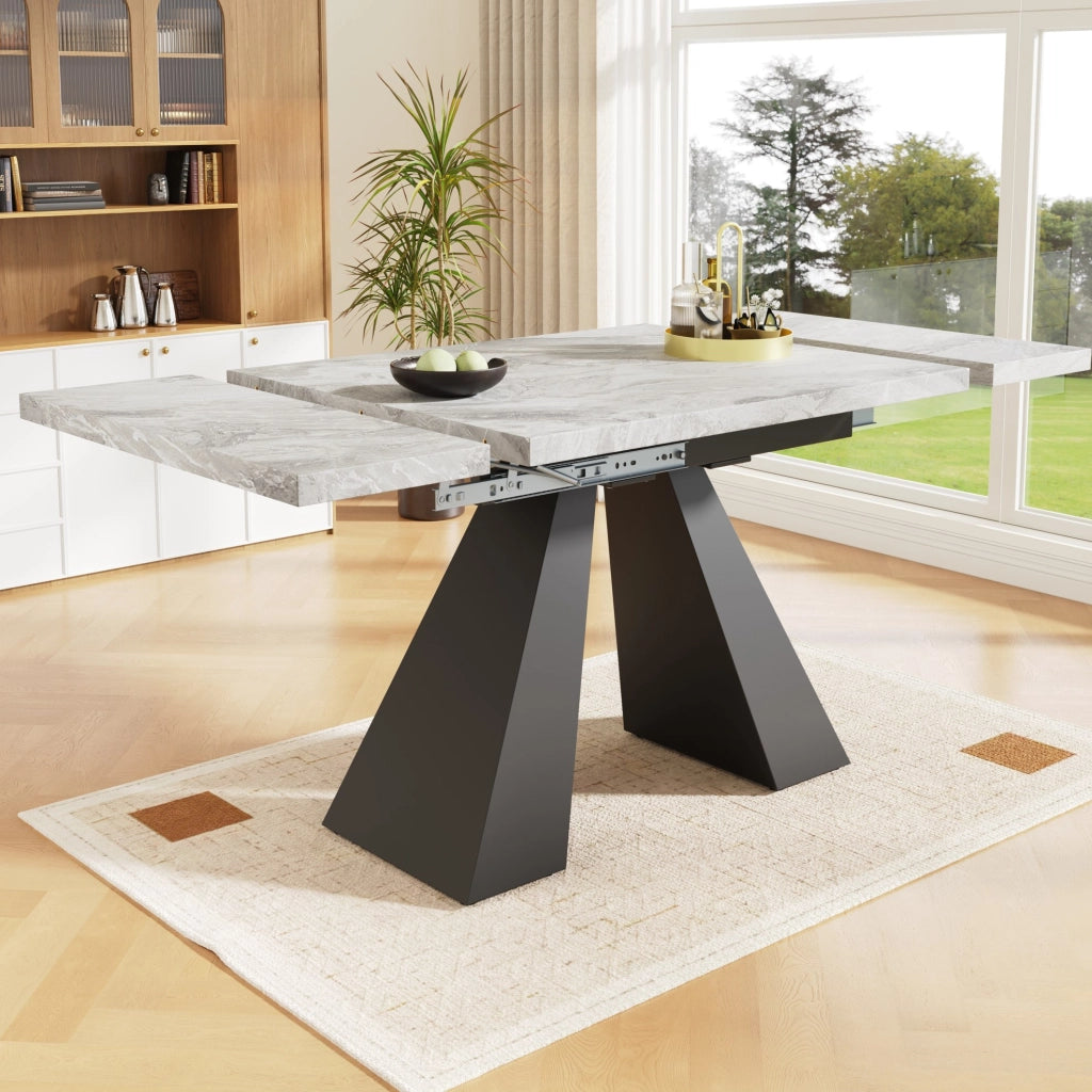 TAVOLO Allungabile 99-159x74x77 cm MDF e Metallo Nero/Grigio