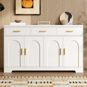 Credenza con cassetti, ripiani regolabili, piano elevabile in MDF bianco