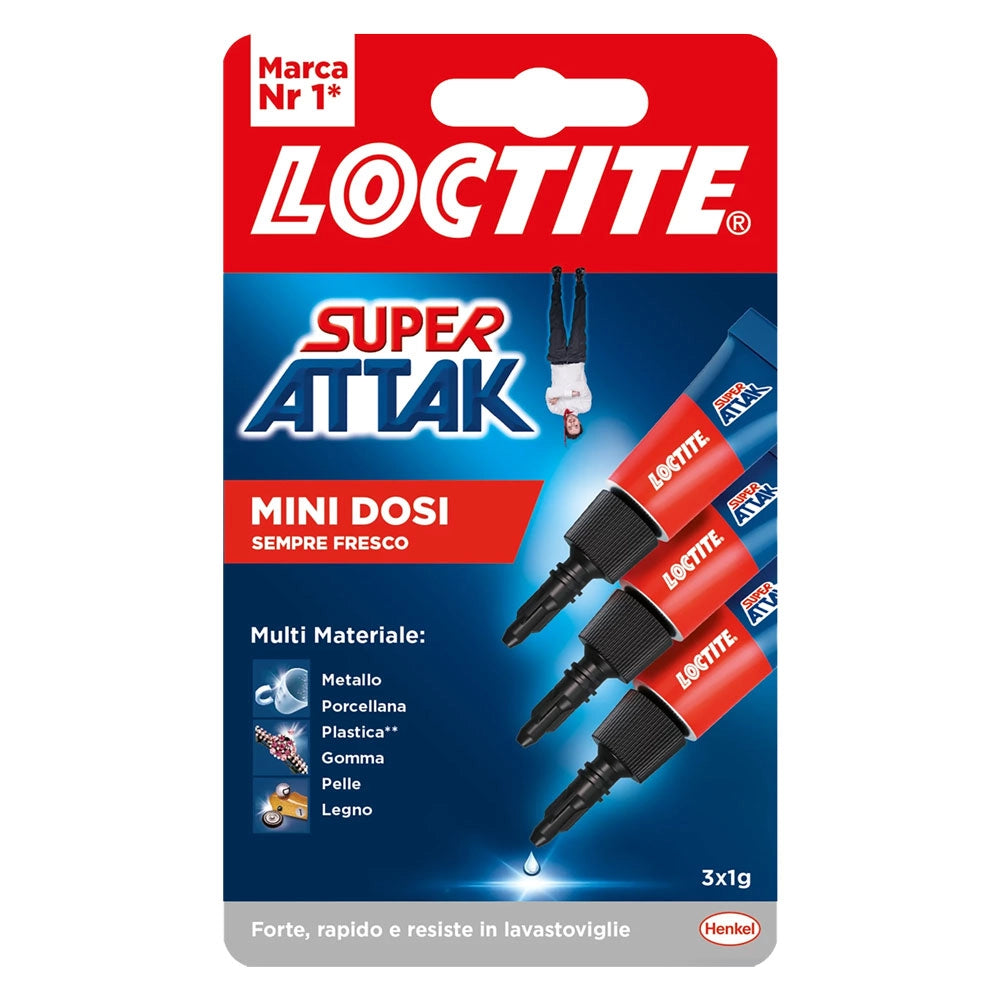 Super Attak da Loctite Liquid in Cuoio 1 Gr Mini Dosi 3 Pezzi