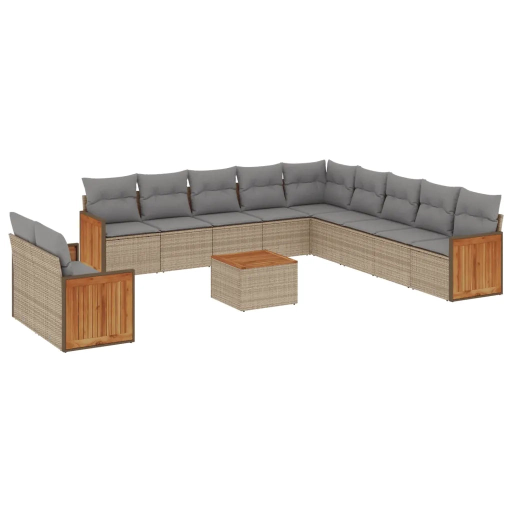 Set Divani da Giardino 12 pz con Cuscini Beige in Polyrattan 3227816