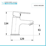 Rubinetto per lavabo cromato in ottone con piletta automatica Prima