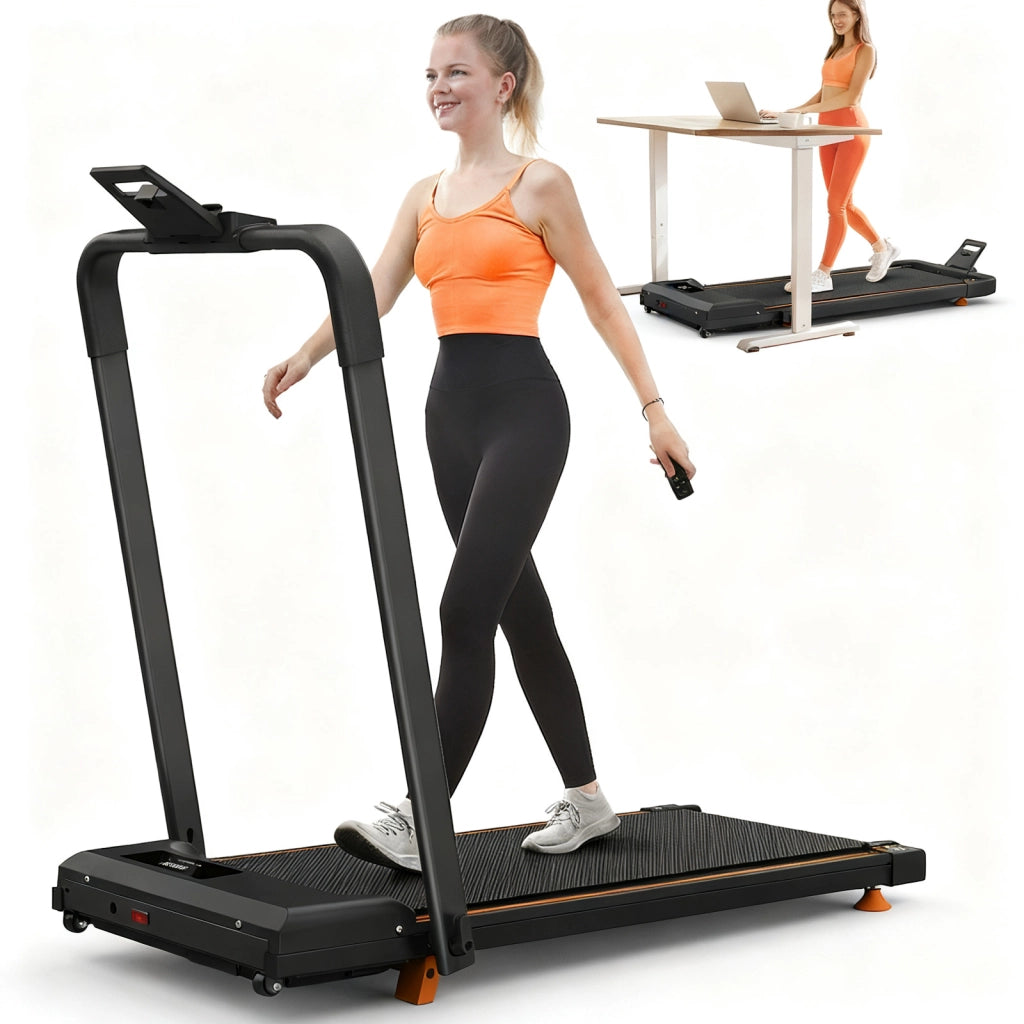 Tapis roulant da scrivania per home office 3 in 1 pieghevole con inclinazione 10%; acciaio nero; 1-12 km/h