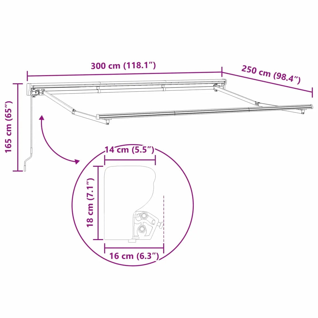 Tenda retrattile manuale Borgogna 3 x 2,5 m 3420216