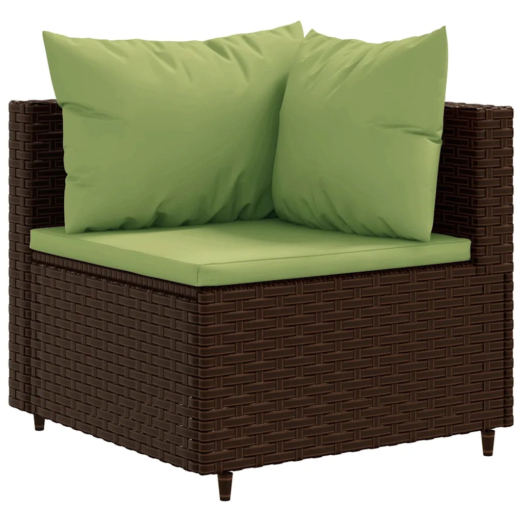Set Mobili da Giardino 6pz con Cuscini in Polyrattan Marrone