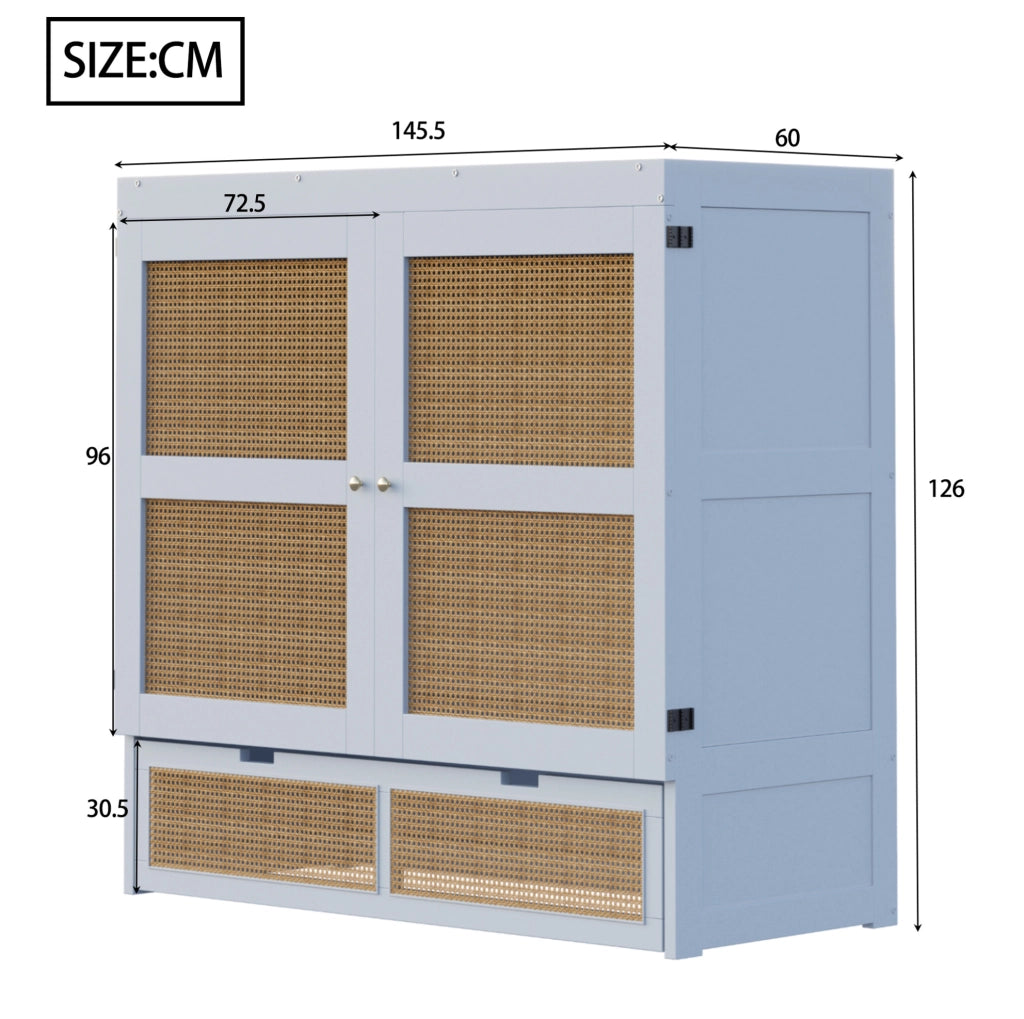 Letto a scomparsa verticale 140x200 cm con cassetti in pino, compensato e MDF grigio