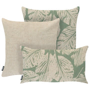 Set di 3 cuscini da esterno beige e verdi in poliestere e lino per giardino