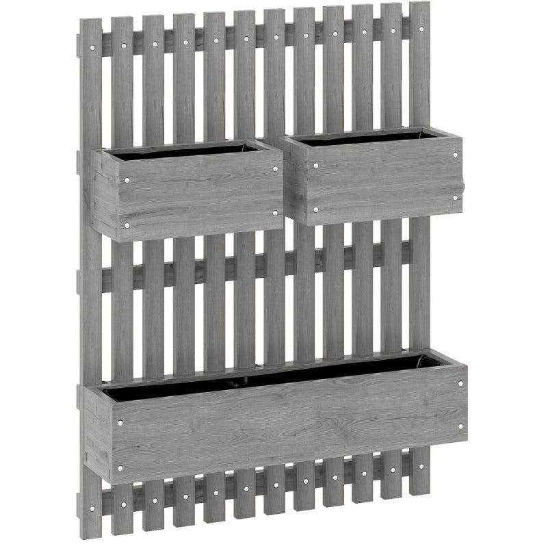 Set di fioriere da parete 60 x 16 x 80 cm in legno grigio, 3 fioriere removibili
