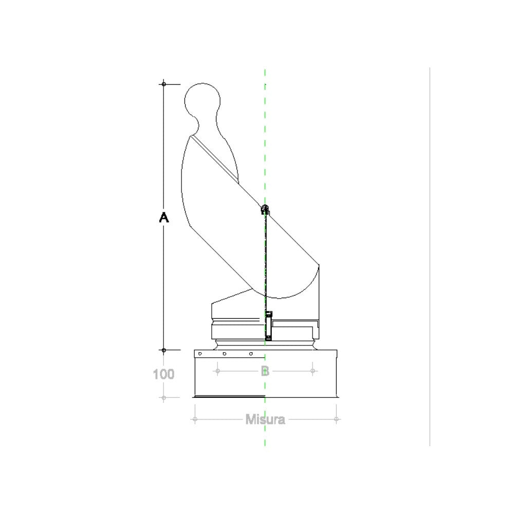 Fumaiolo gallo 22x22cm in acciaio inox base quadra