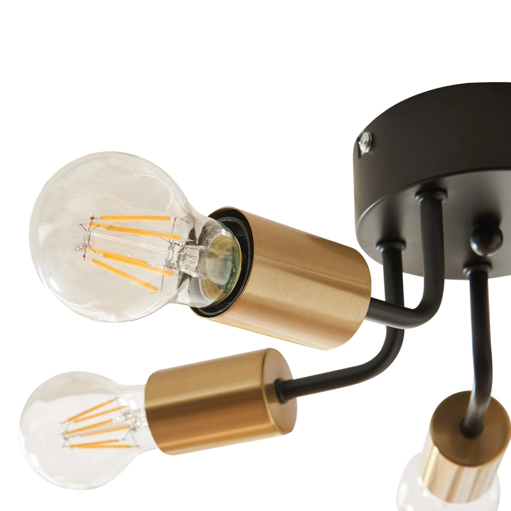 Lampada da Soffitto Barrow a 5 Luci - Nero / Oro lux.pro