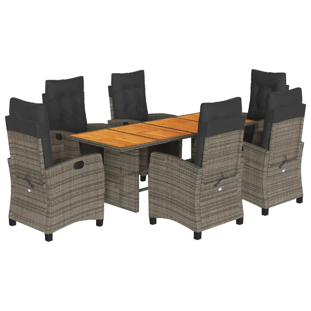 Set da Pranzo da Giardino 7 pz con Cuscini in Polyrattan Grigio 3212938