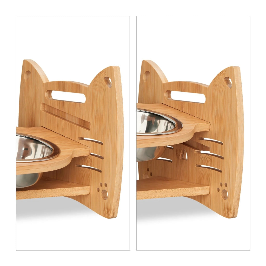 Set di 2 ciotole ad altezza regolabile per gatto supporto ergonomico 50 x 20 x 10 cm in plastica bianca 13_0013704
