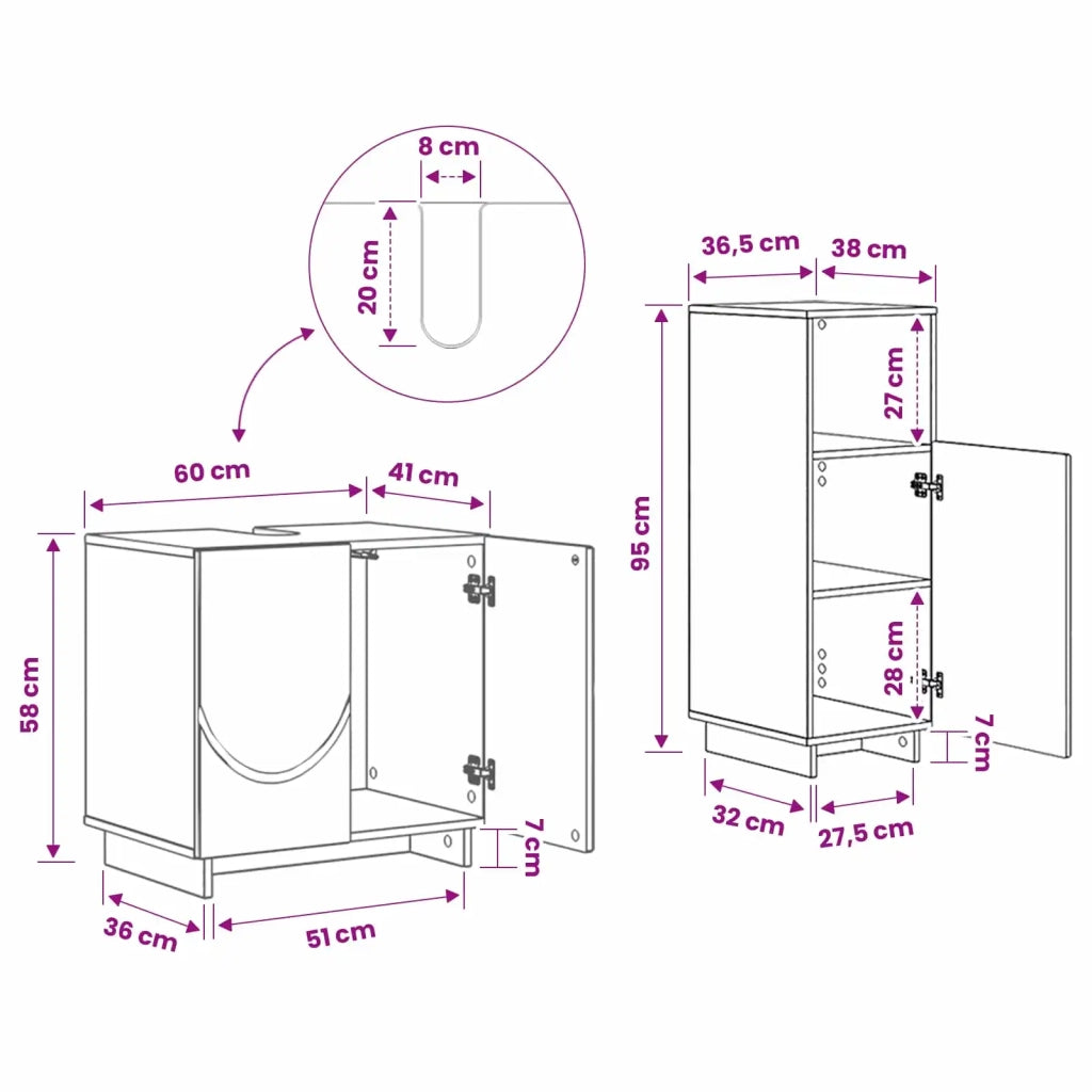 Set mobili da bagno 2 pz Nero Legno ingegnerizzato 3433065