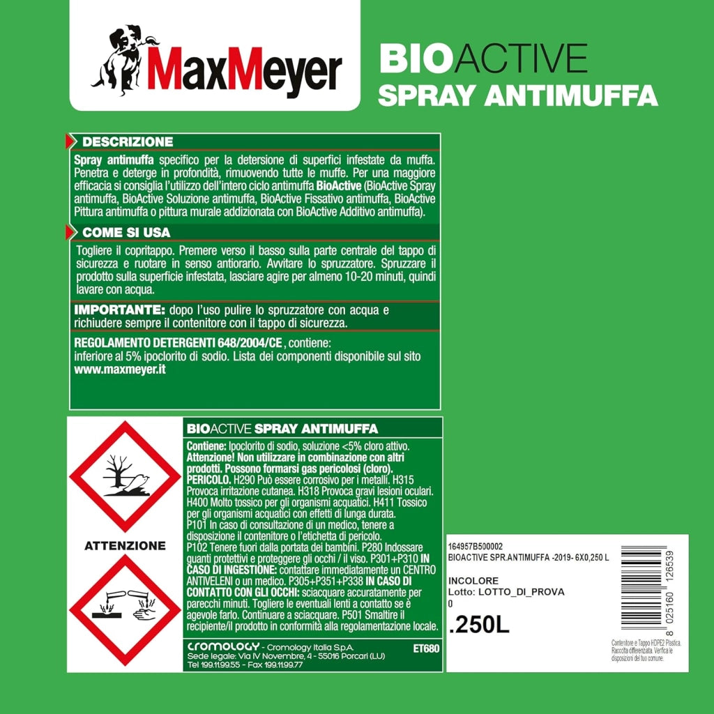 Spray Antimuffa per Muri in Ambienti Umidi BIOACTIVE, 0.25L