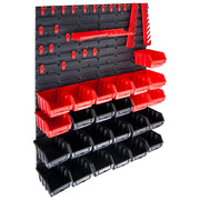 Kit Contenitori 29 pz con Pannelli a Parete Rosso e Nero 146283