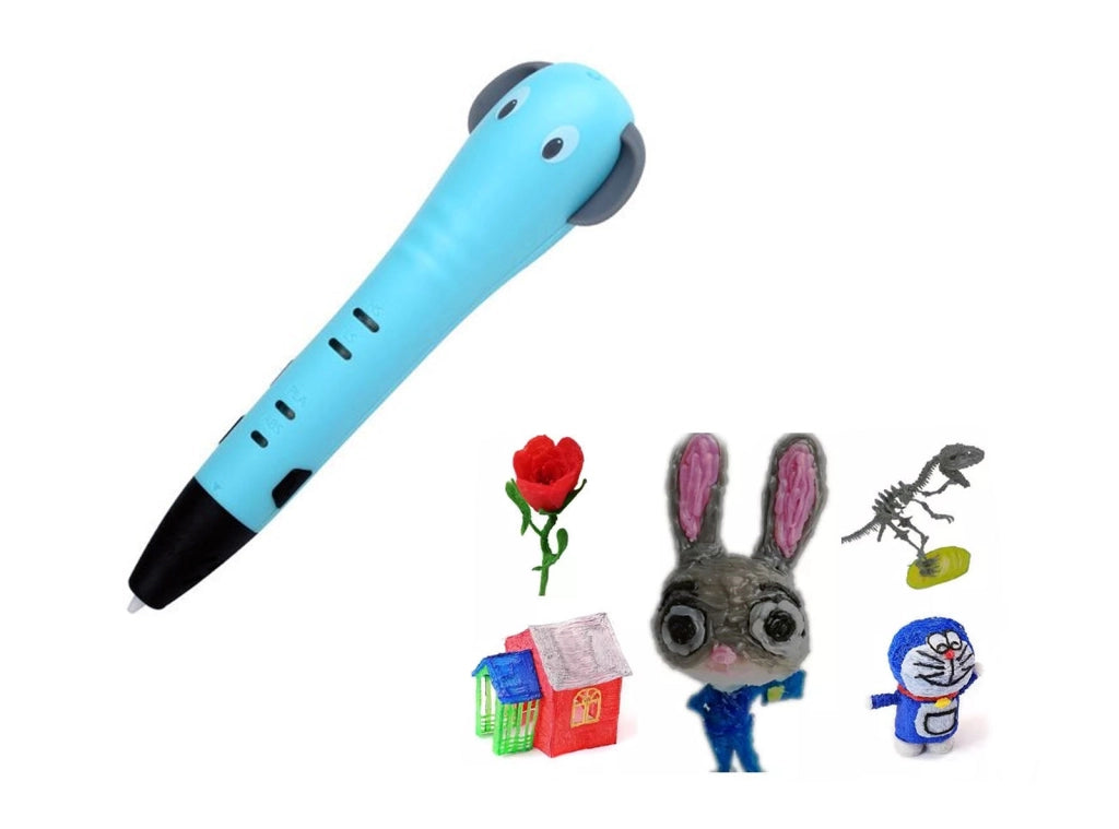 Penna 3D a forma di Elefante con colori a filamento PLA penna per stampa 3D con schermo LCD per bambini e adulti Celeste