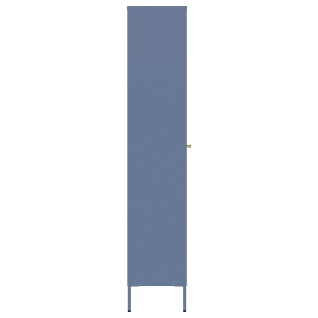 Armadio in metallo e vetro blu-grigio 180 cm YASMINE