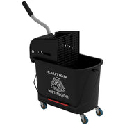 Carrello per le pulizie con secchio da 20 L, pressa e 2 scomparti, nero
