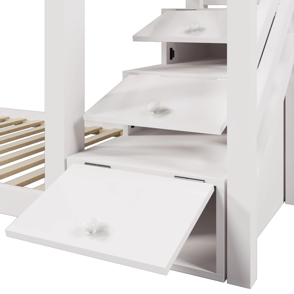 Letto a castello per bambini 90x200 cm a forma di casetta bianco
