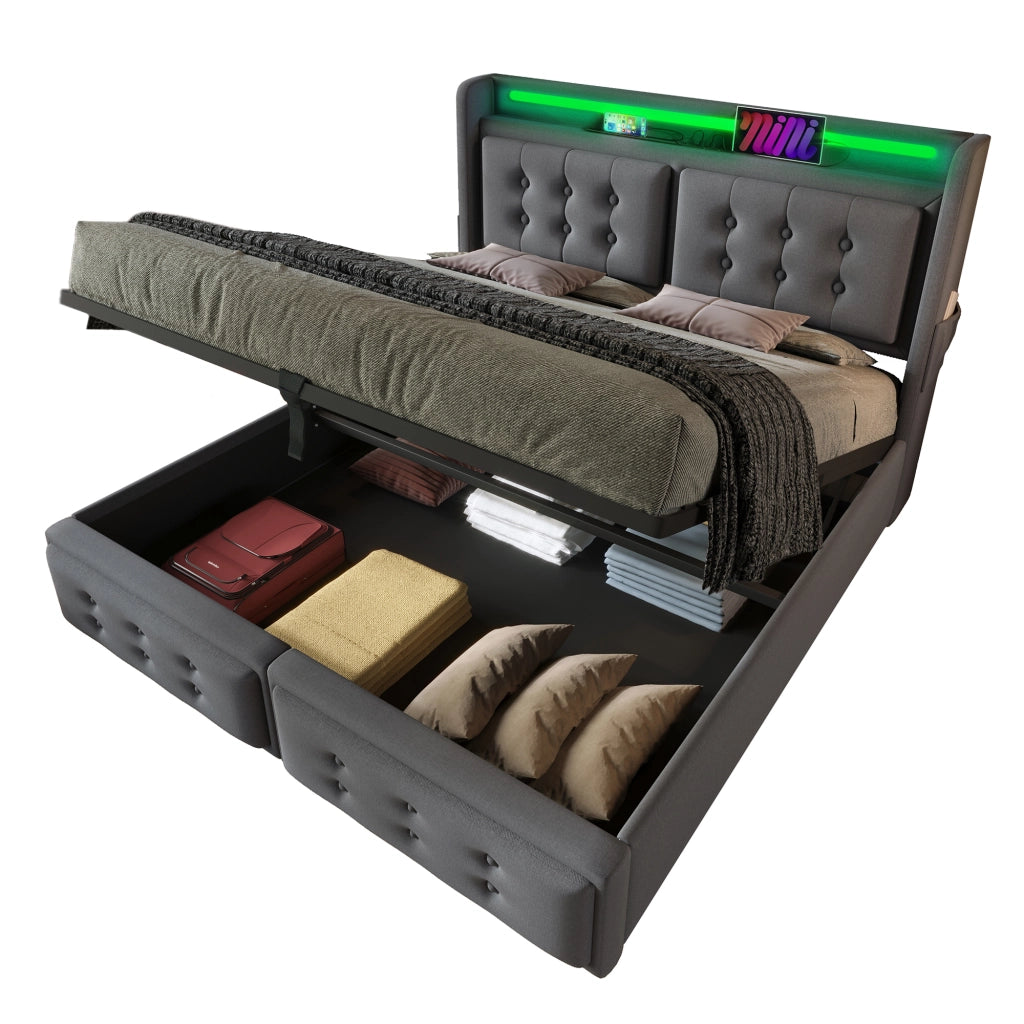 Letto imbottito 160x200 con testiera LED