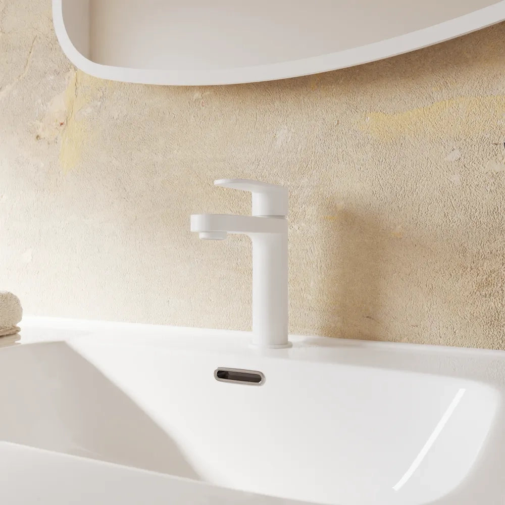 Set miscelatori lavabo 16cm bidet miscelatore esterno doccia bianco opaco | Margot