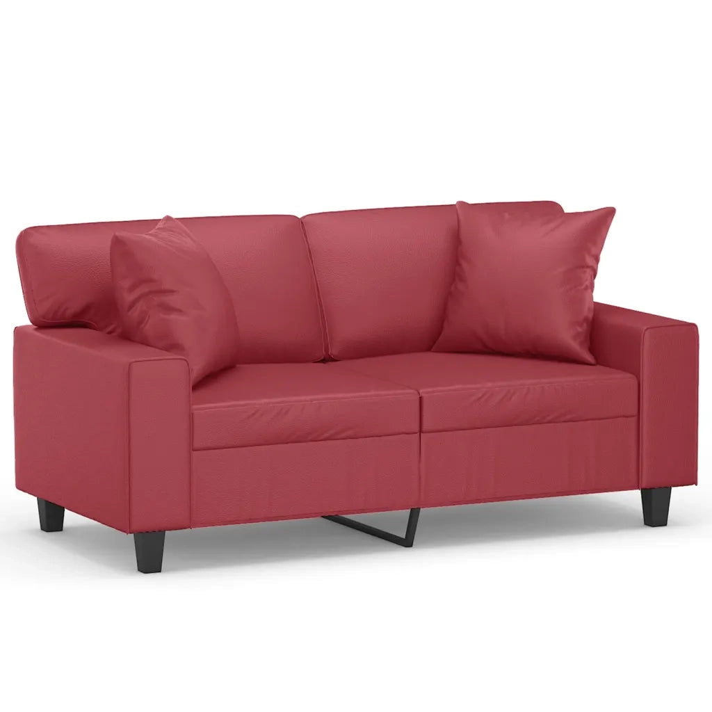 Divano a 2 Posti con Cuscini-Sofa 2 Posti con Cuscini Rosso Vino 120 cm in Similpelle 960981