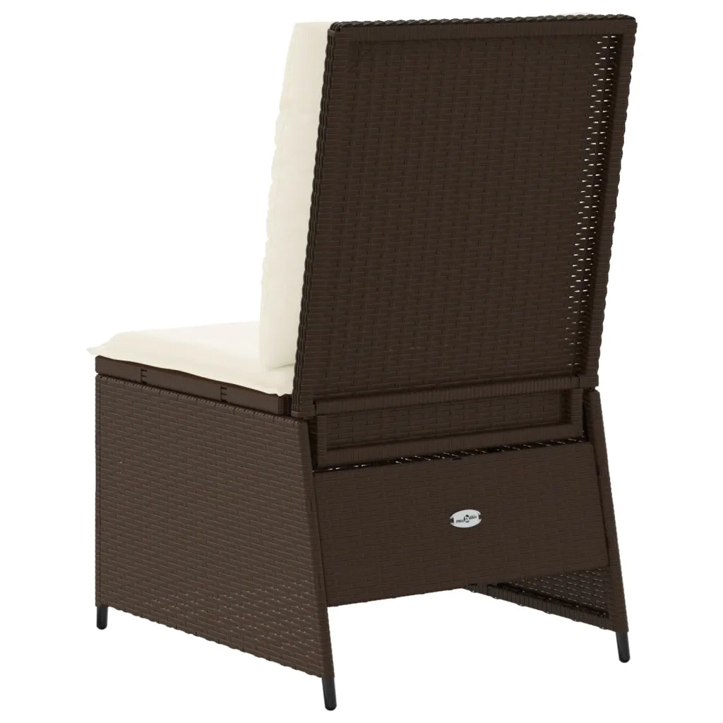 Divano Reclinabile da Giardino con Cuscini Marrone Polyrattan 368974