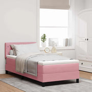 Letto a molle con materasso Rosa 100 x 200 cm Velluto 3339091