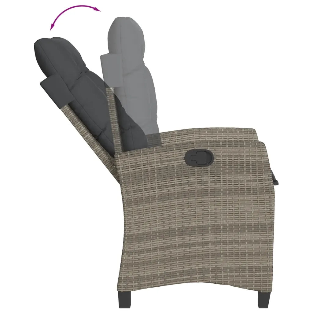Set da Pranzo da Giardino 9 pz con Cuscini in Polyrattan Grigio 3212678