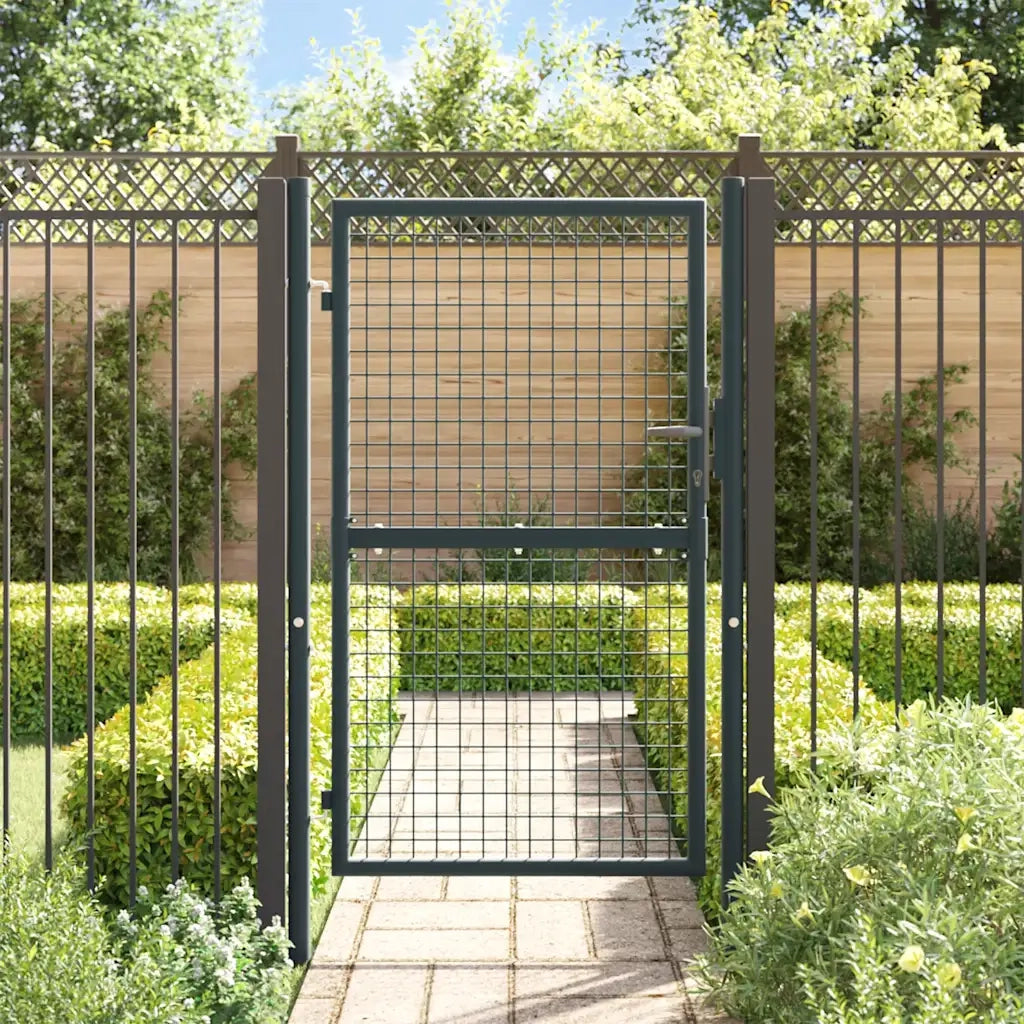 Cancello da Giardino-Porta da giardino in Rete di Acciaio Zincato 100x150 cm Grigio