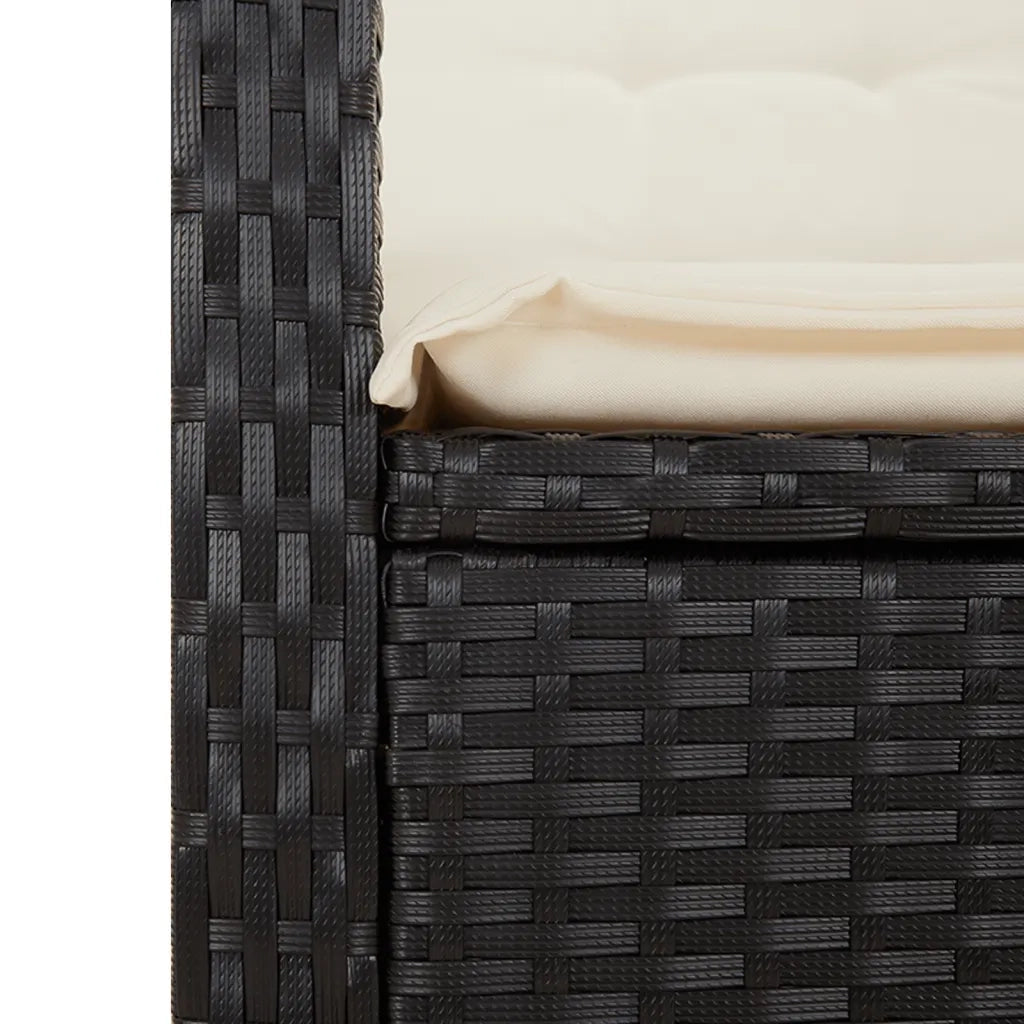 Set da Pranzo da Giardino 9 pz con Cuscini Nero in Polyrattan 3212740