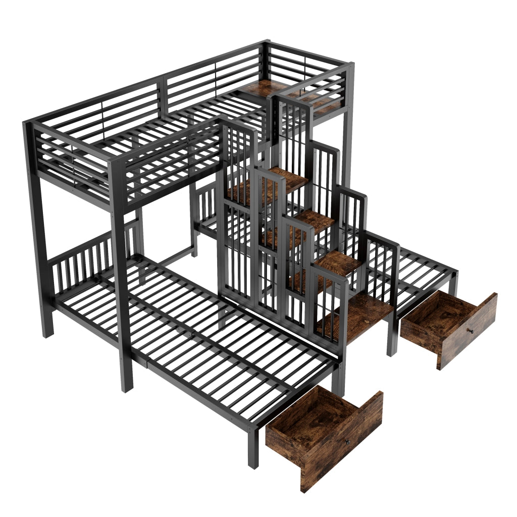 letto a castello metallo e legno nero 90 x 200 cm