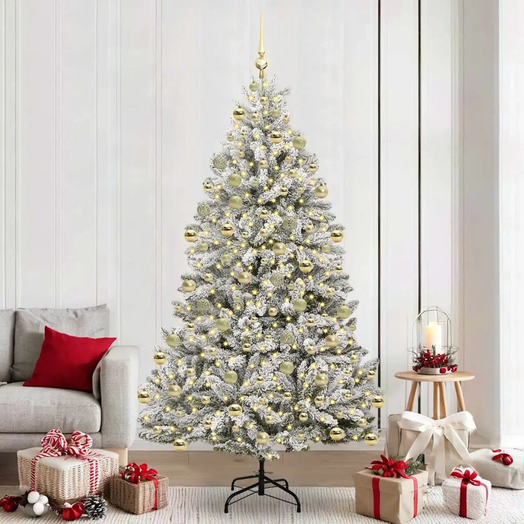 Albero di Natale artificiale con 300 LED Verde e Bianco 210 cm