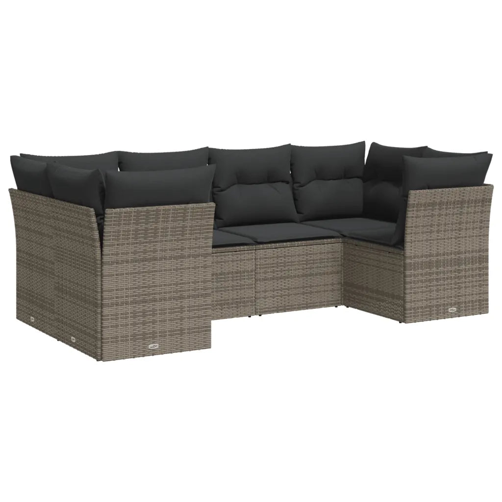 Set Divano da Giardino 6 pz con Cuscini Grigio in Polyrattan 3218110