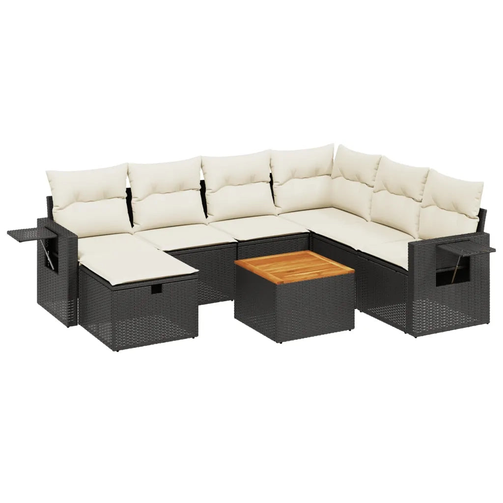 Set Divani da Giardino con Cuscini 8 pz Nero in Polyrattan 3264962