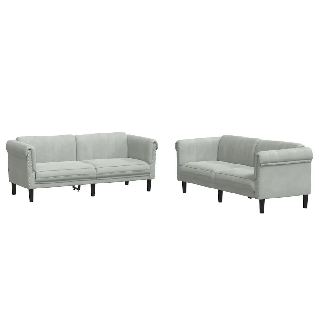 Set di Divani 2 pz Grigio Chiaro in Velluto 3209219