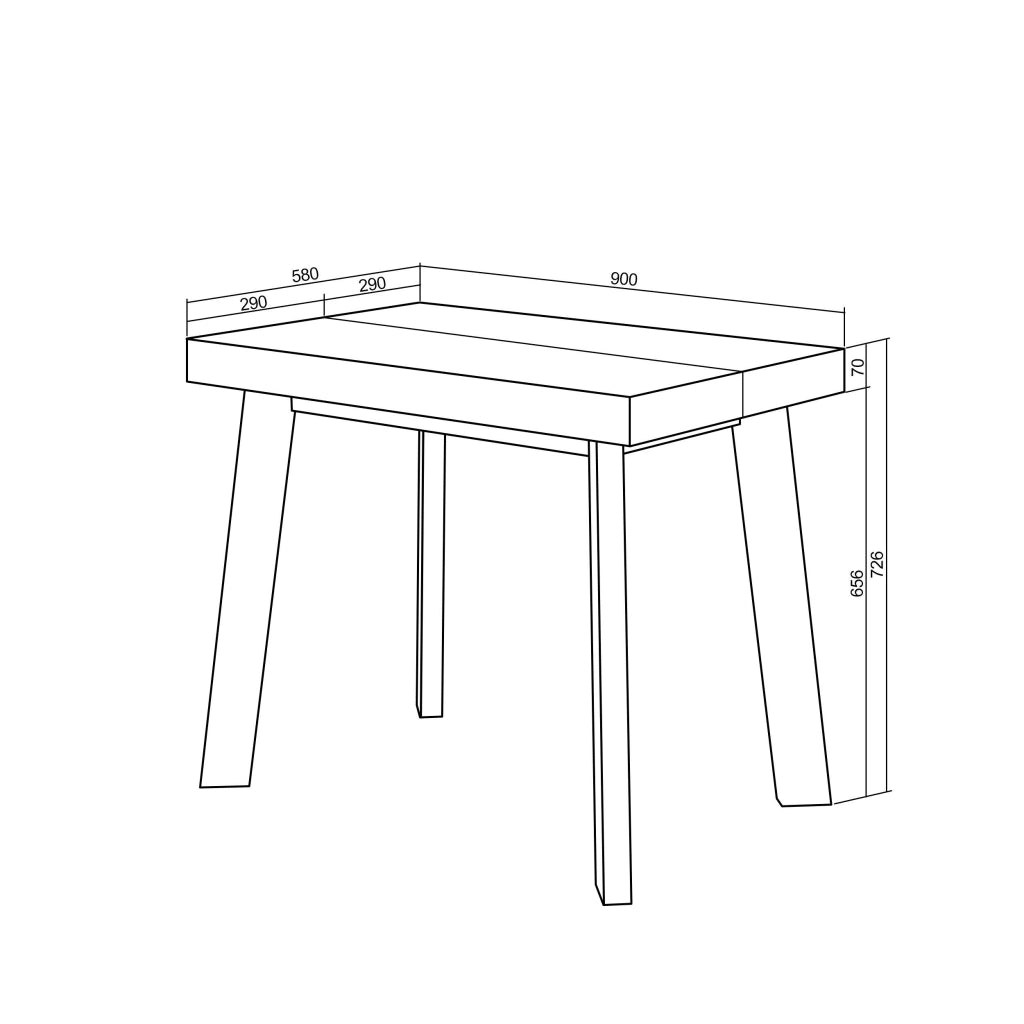 Consolle allungabile, 140x90x73cm, Per 6 persone, Gambe in legno, colore Rovere e nero RF3032