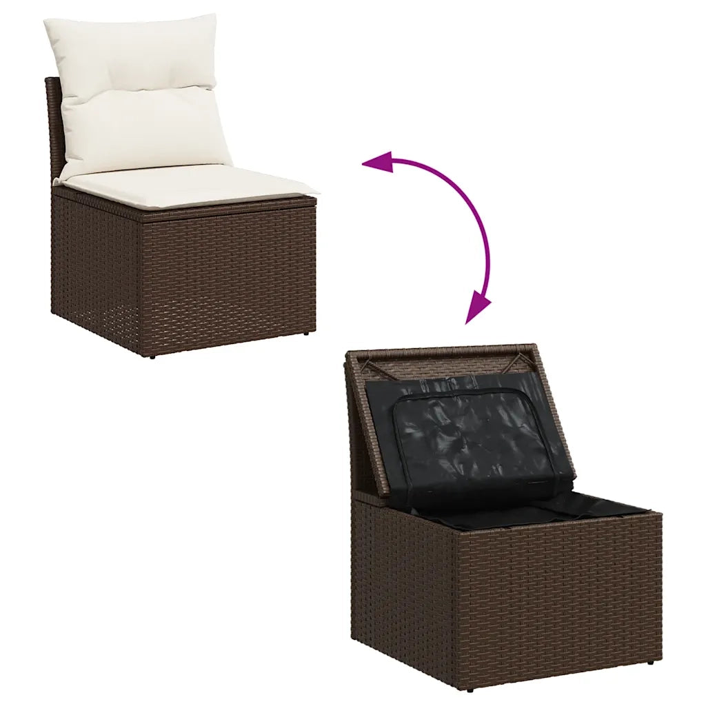 Set Divano da Giardino 6 pz con Cuscini Marrone in Polyrattan 3326734