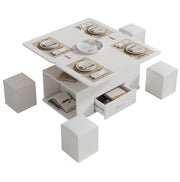 TAVOLO da caffè sollevabile 100 x 50 cm bianco con 4 sgabelli