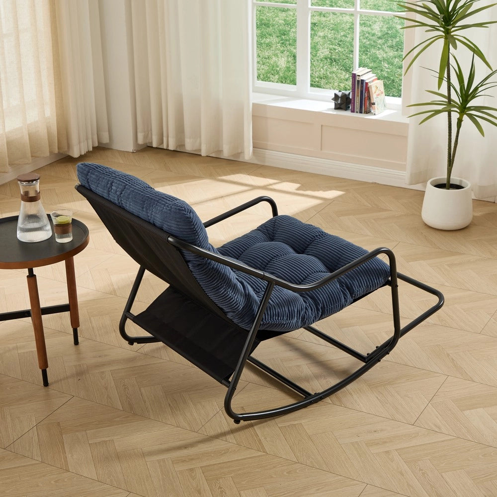 Poltrona a Dondolo con Cuscino ¨C Xylo ¨C Nero/Blu Navy