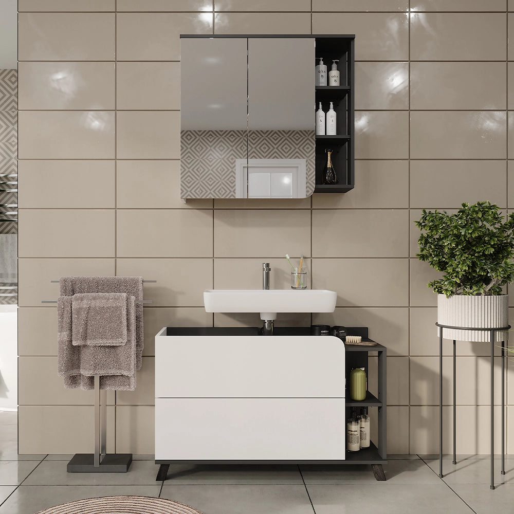 Vicco Set di mobili da bagno Antracite/bianco 2 parti