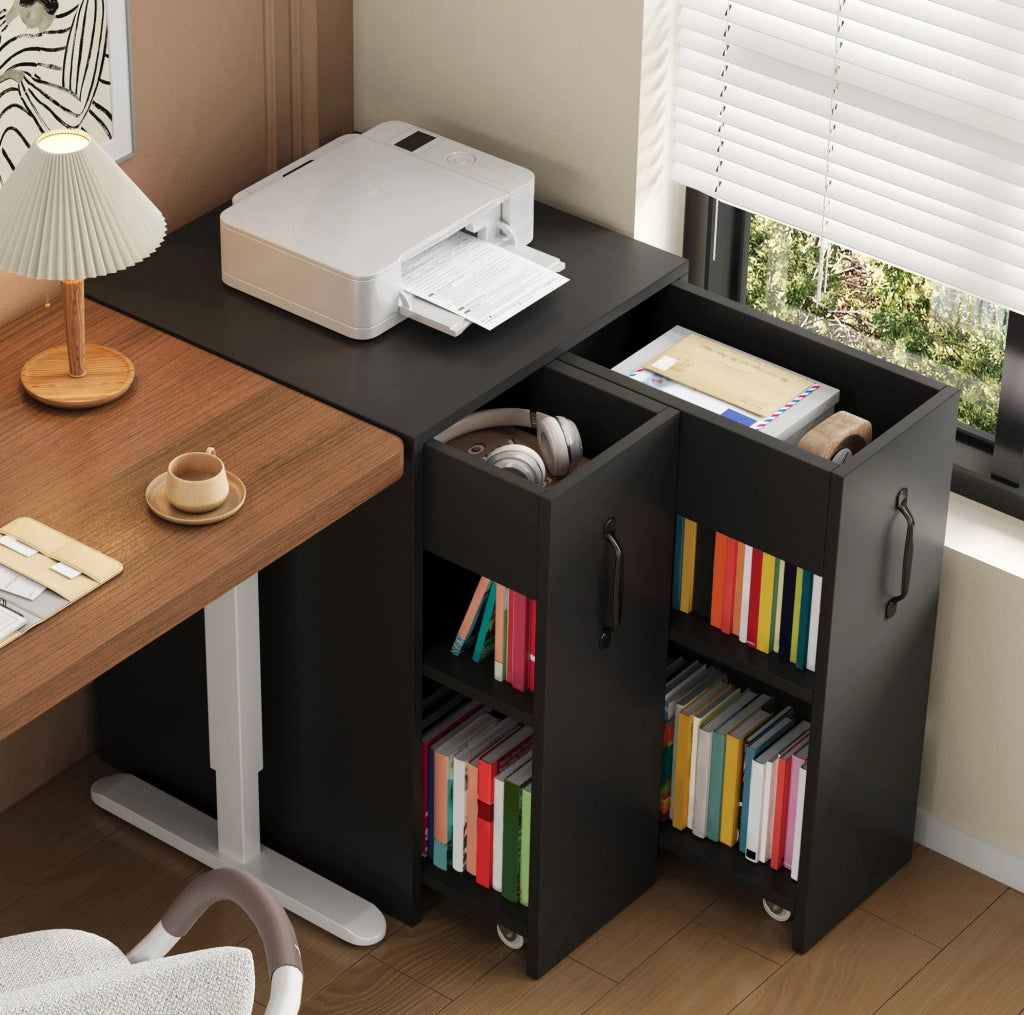 Libreria mobile con ruote; moduli reversibili; 52x50x75 cm; nero